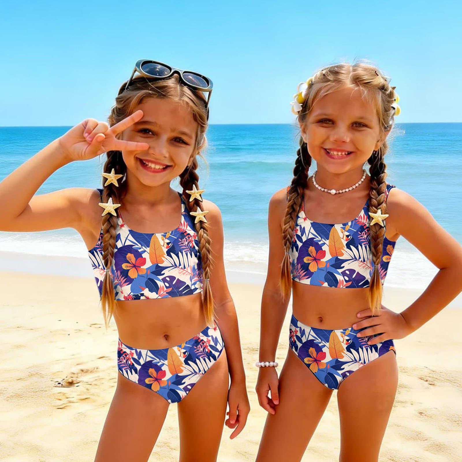 Summer Girls Casual Printed Two-Piece Bikini Swimsuit Set 100