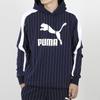 Puma Pinstripe Fleece-Lined Hoodie Pullover Men Tops Navy 530179-06