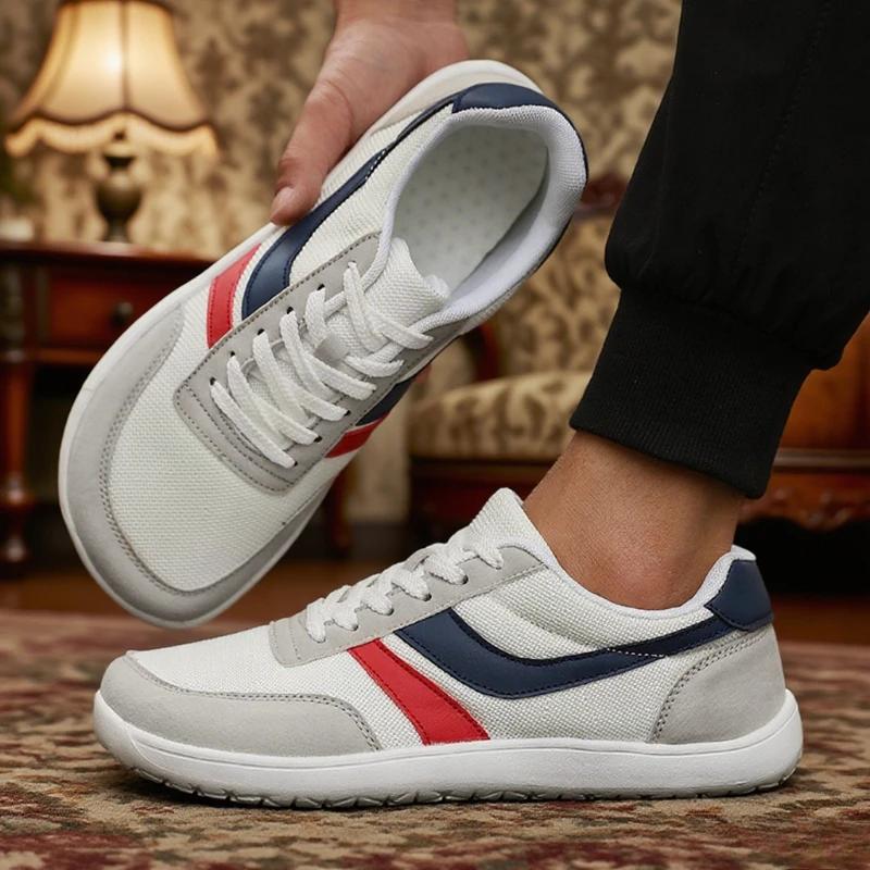 Wide Toe Men Shoes Breathable Knitted Mesh Comfortable Barefoot Casual Sneakers Versatile Soft Sole Wide Last Shoes Walking Shoe