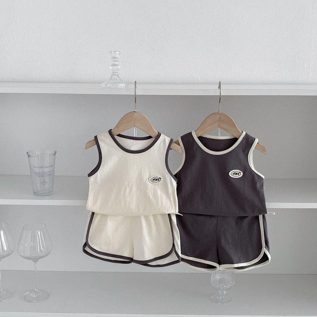 Korean Style Summer Set for Toddlers 0-2 Years: Cotton Sleeveless Vest and Shorts