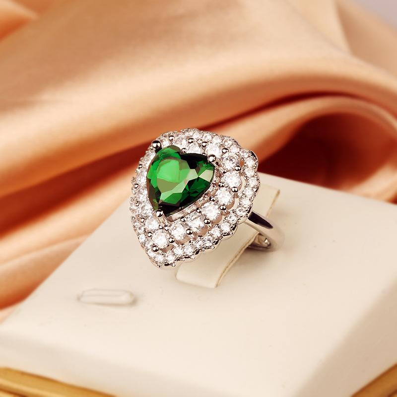 Heart Shaped Ring Zircon Jewelry Women's Ring Jewelry European and American Color Diamonds