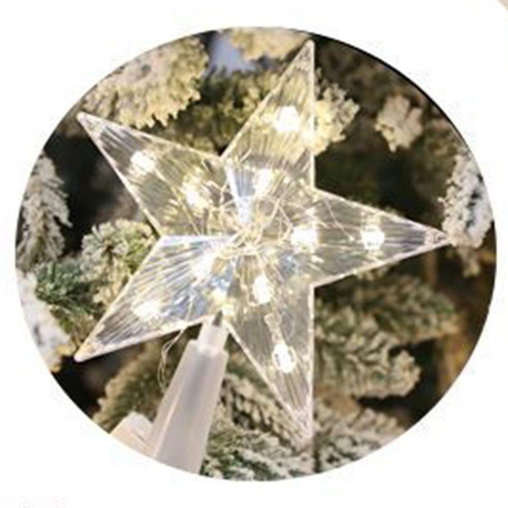 Lighted LED Lighted Star Transparent Christmas Treetop Light Xmas Light Ornaments  Holiday