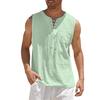 Men's Summer Shirts Casual Leeveless Vest Bandage Lace Up Blouse Retro V Neck Fashion Loose Shirt  Solid Color Clothes