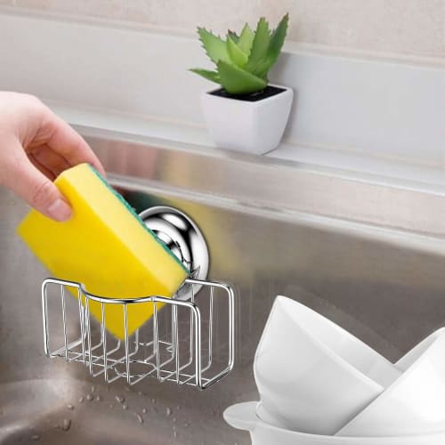 MaxHold Stainless Steel Sponge Holder, Sponge Rack, Scrubbing Pad Holder, Sponge Station, Sponge Storage, Sink Storage with Suction Cups, Rust-Resista