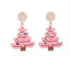 Colorful Rhinestone Drop Ear Drop Dangle Crystal Xmas Studs Christmas Tree Earrings  Fashion Women