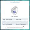 BAMOER 925 Sterling Silver Adjustable Feather Ring For Women with Blue Gemstone Dainty Feather Sizable Ring Jewelry