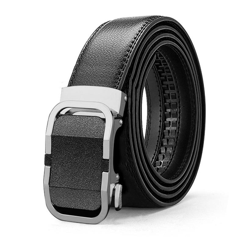 

Новый стиль мужского ремня из натуральной кожи с автоматической пряжкой, кожаный ремень, деловой, универсальный, повседневный и простой, для мужчин среднего и молодого возраста 130cm