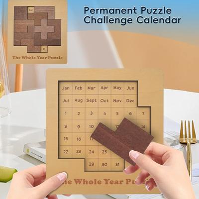 Tageskalender-Puzzle für Erwachsene, ein Puzzle mit über 365 Daten, Holzpuzzle (2 Stück)