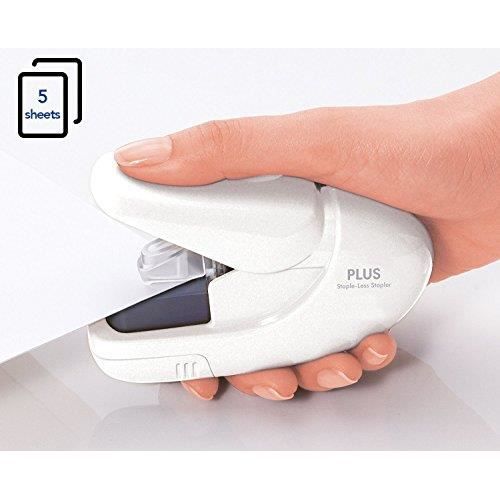 Plus japan agrafeuse sans agrafes, paper clinch, 5 feuilles blanc sl-106ab wh