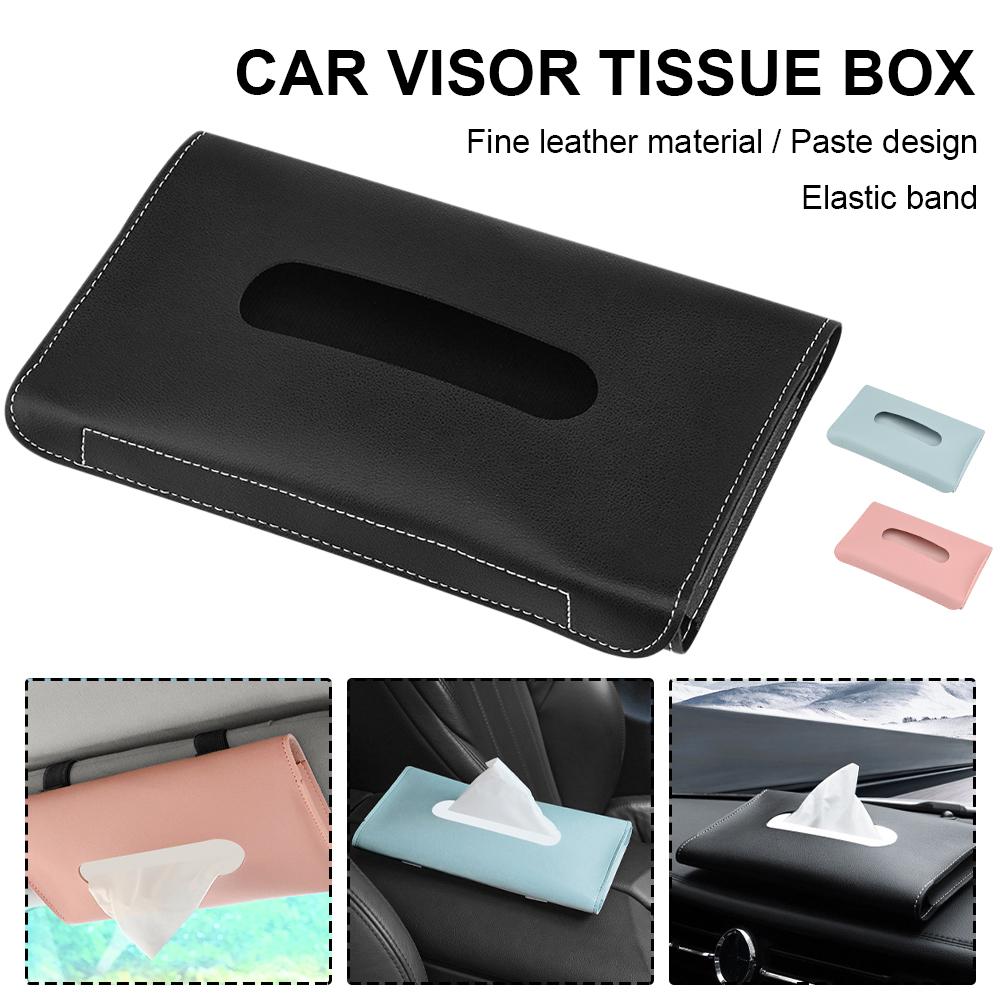 Creative Car Tissue Box Holder Storage PU Leather Sun Visor Napkin Holder Mask Dispenser Auto Interior