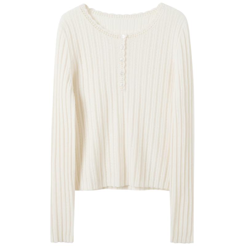 SanCai 2026 Winter Crochet Knit Long Sleeve Sweater