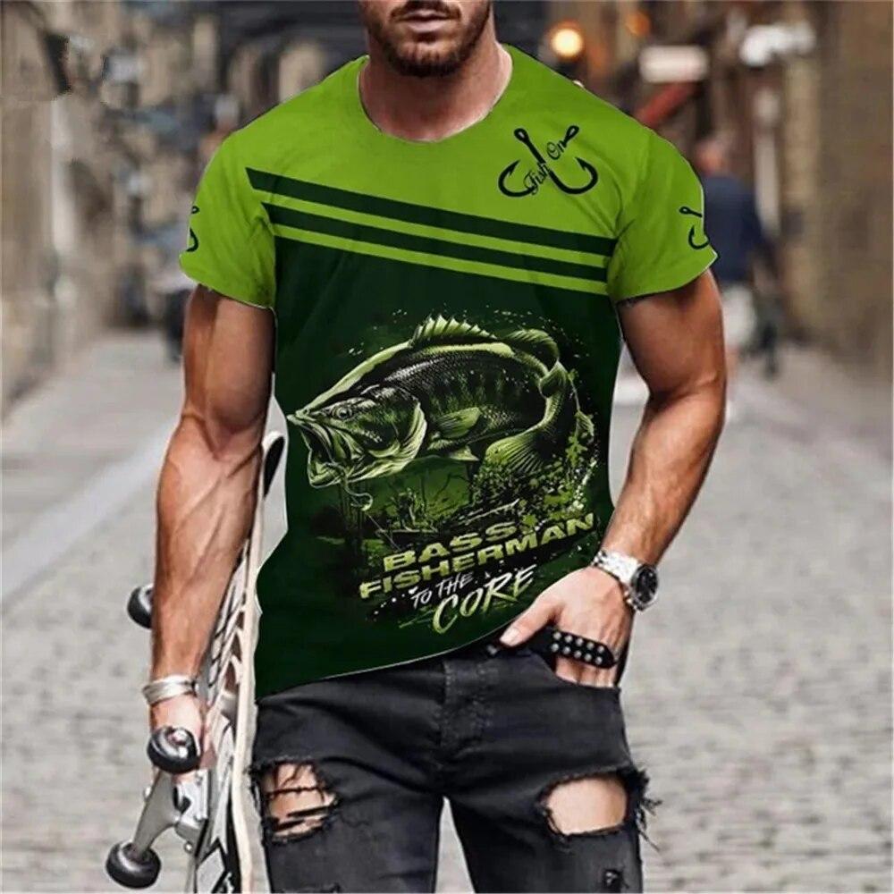3D Printed Summer Fashion Outdoor Fishing  T-Shirt Europe And America Casual Retro Street Style Round Neck Short Sleeve Men Tees