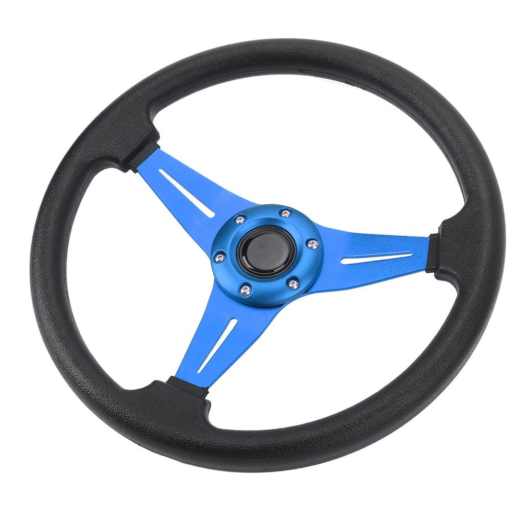 Bilratt Racingstil PU-läder 14 tum Universell passform för 6-håls rattnavadapter