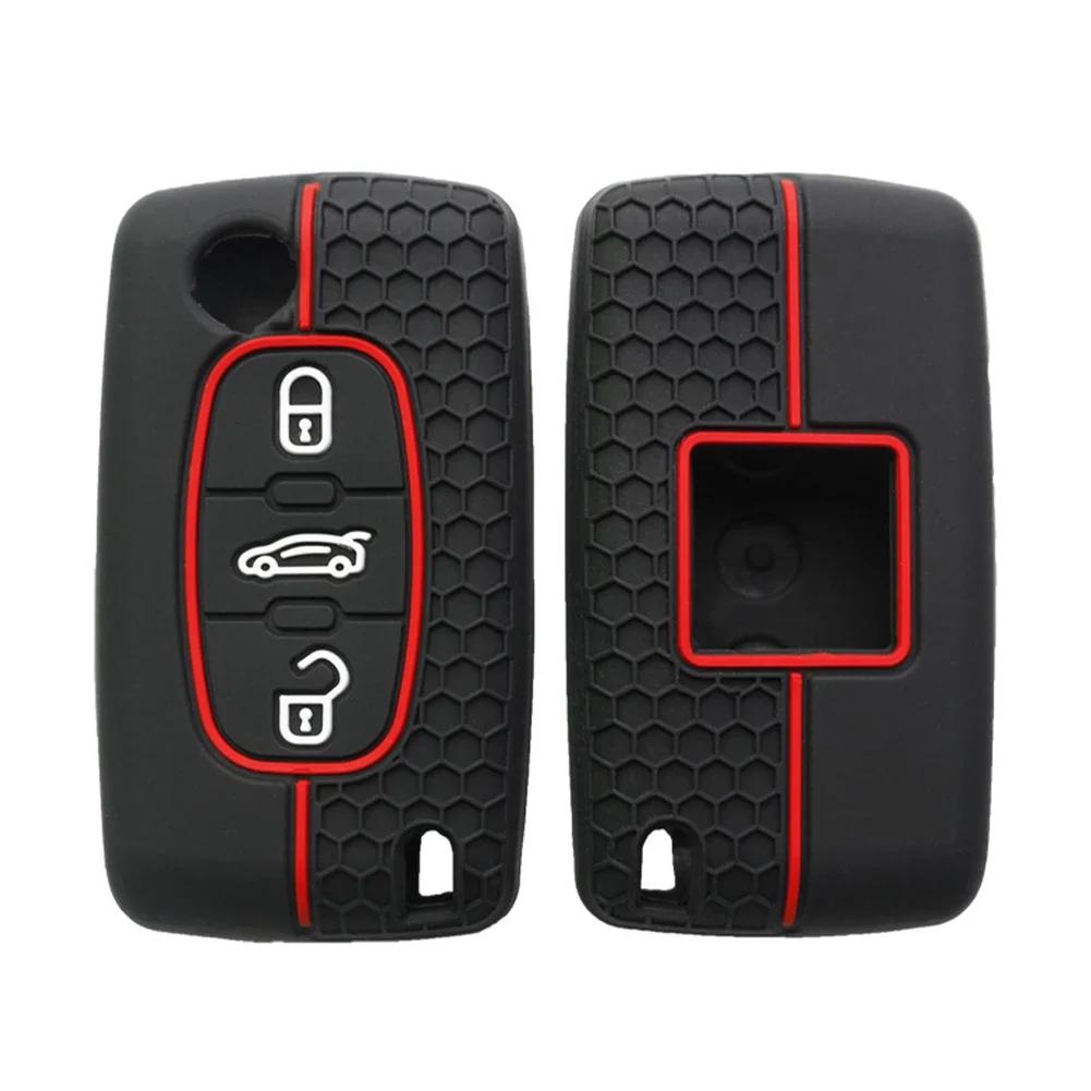 2 Button Silicone Car Key Ring Cover Case Holder For Peugeot 206 308 3008 Expert Partner Citroen C3 Pluriel Picasso Berlingo