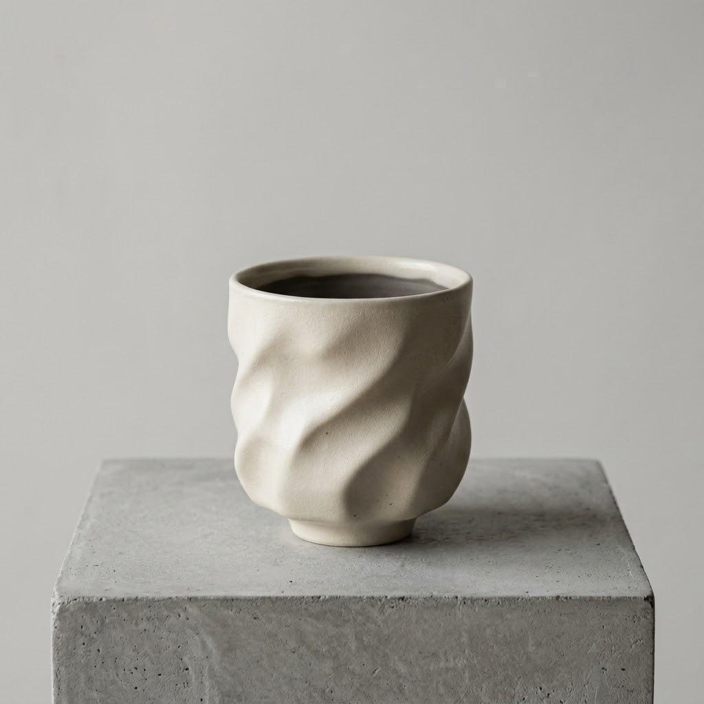 Hand-Finished Sculptural Ceramic Cup – Wabi-Sabi Inspired Artisanal Drinkware грязно-белый