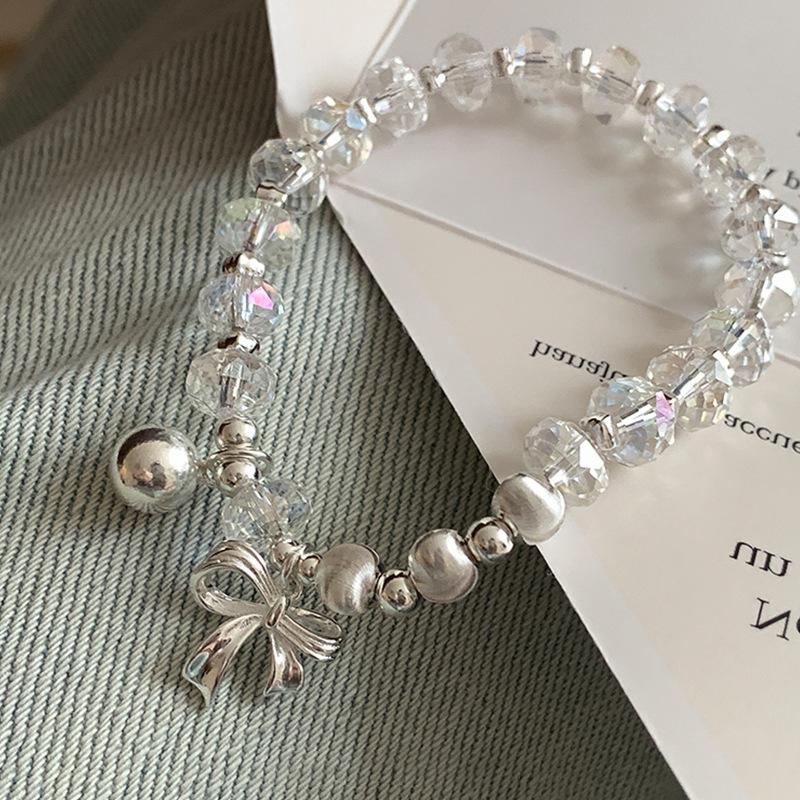 Transparentes Perlen-Schleifen-Anhänger-Armband Damen Leichter Luxus Nische Schlichte Persönlichkeit Mode Temperament Vielseitiges Armband Schmuck