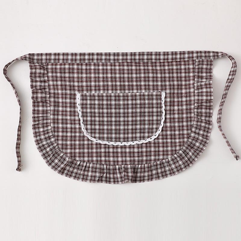 Grembiule a Quadri Scozzesi Mezzo Grembiule Vita Cotone Materiale Resistente alle Macchie Traspirante Cucina Domestica Abiti da Lavoro Accessori Cucina