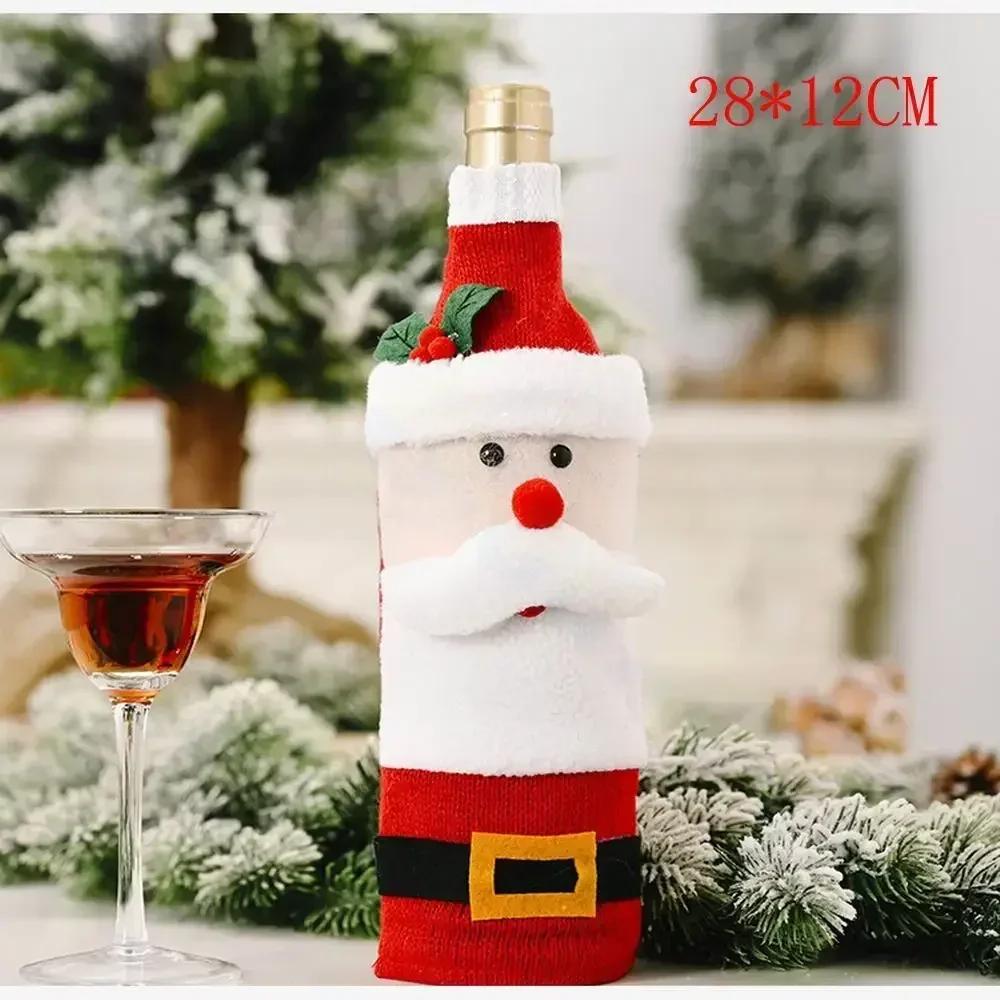 

Різдвяні прикраси для дому Дід Мороз Кришка для пляшок вина Сніговик Светр Чохли червоного вина, Декор різдвяного обіднього столу Новий рік
