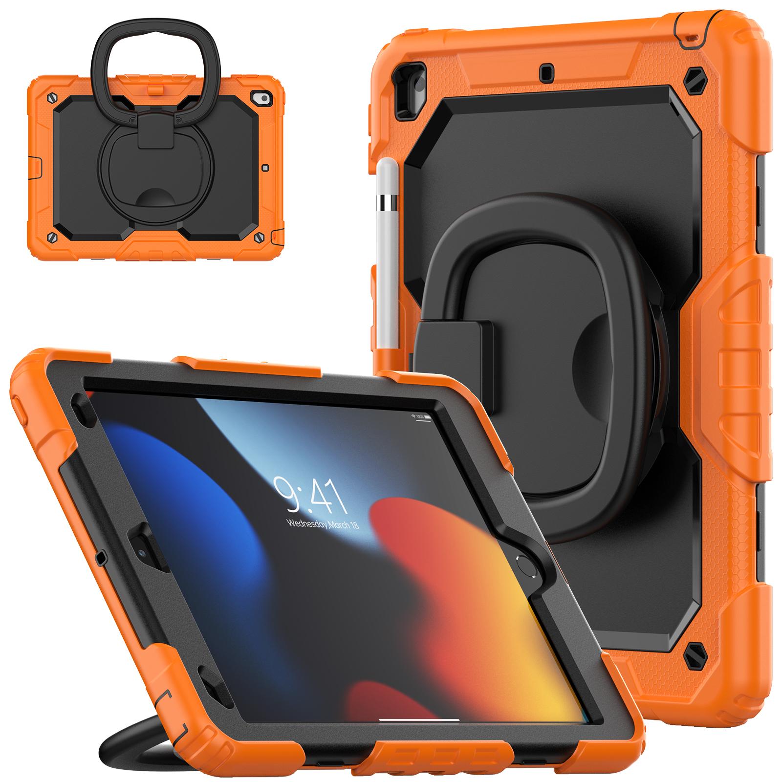 

Rotating Stand Armor Case Universal For iPad Air 2 Pro 9.7 2017 2018 iPad 6 7 5th 6th Generation With Handle Grip Hybrid Cover iPad Air 2 2014 оранжевый