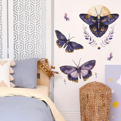 Farfalla Viola Estetica Camera da Letto Soggiorno Casa Sfondo Abbellimento Decorazione Adesivi Murali