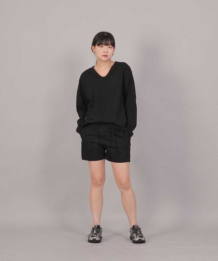 SAINTCREW Cotton Elastic Waist Shorts Cbs-387 Black
