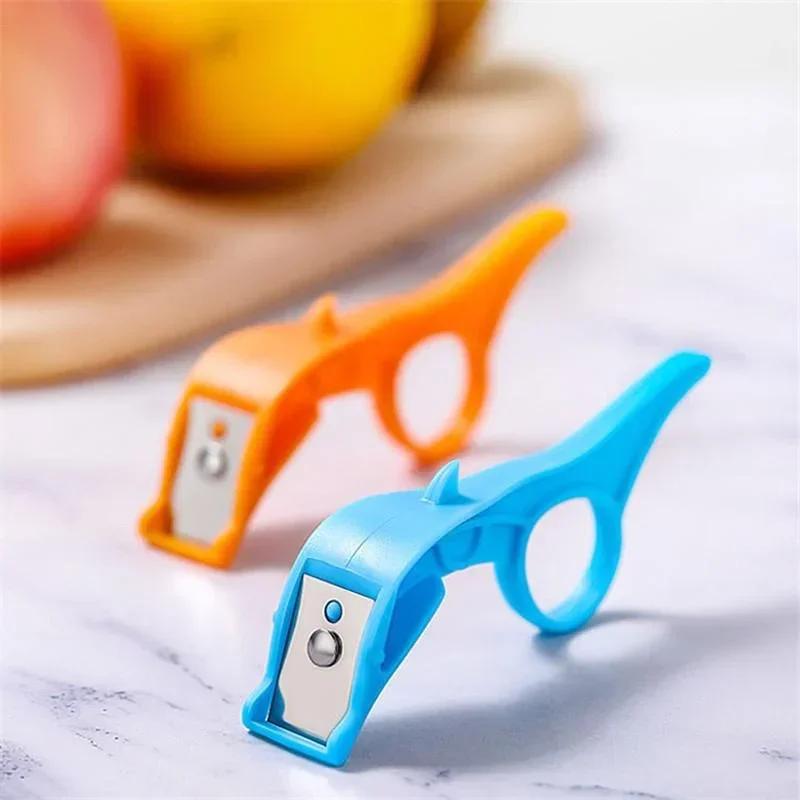 2 Piezas Pelador de Fruta Portátil Pelador de Verduras Pelador de Acero Inoxidable Anillo Pelador Pelado Manual Portátil Naranja Patatas Herramientas de Cocina