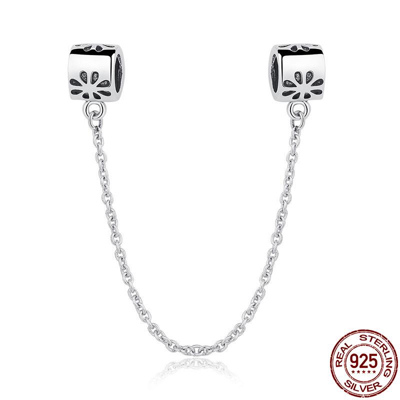 Charm din Argint Sterling S925, Pandantiv Floare Margaretă, 9 Modele, Zircon, Lanț de Siguranță, Mărgele Charmuri, Potrivit pentru Brățări Originale, Pandantiv DIY