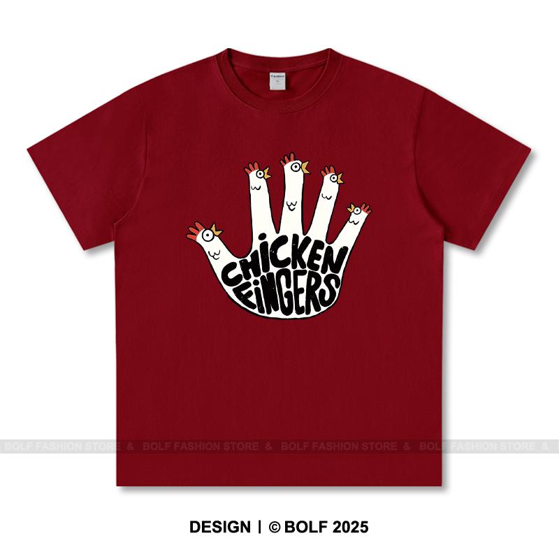 Chicken Fingers Printed T-Shirt 100% Cotton Oversized Foodie Graphic Tees for Men Women Summer Tops Snackcore Streetwear