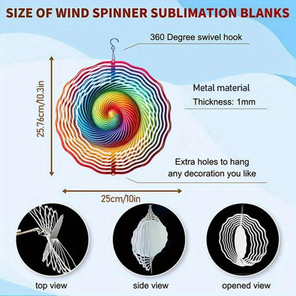 Rainbow Spiral Metal Wind Chime Outdoor Decor Geometric Mandala Design for Garden Patio Porch Yard No Power Needed Easy To Install Gift for Men Women