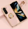 Shockproof Plating Ring Holder Phone Case for Samsung Galaxy Z Fold 6 5 4 Protective Stand Back Shell Luxury Full Protection Cover