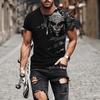 Summer Round Neck 3D Aztec Style Pattern Print Top Fashionable Casual Short Sleeved Men's T-shirts