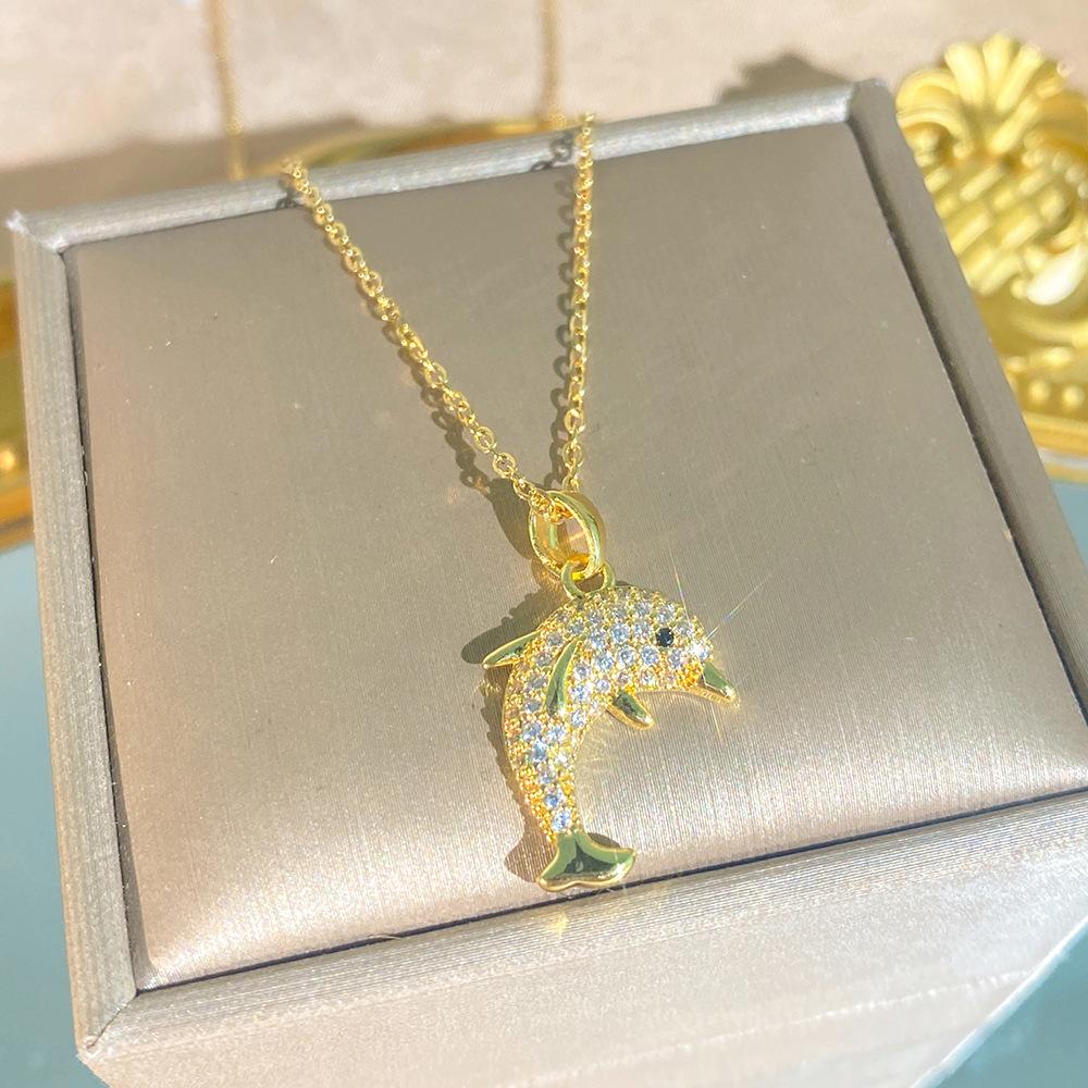 Light Luxury Full Diamond Inlaid Zircon Titanium Steel Clavicle Chain Fairy Versatile Delicate Necklace Gift for Girlfriend