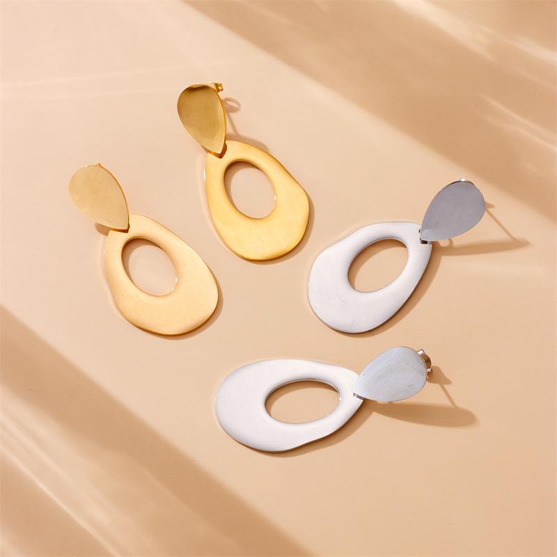 Gold Irregular Drop Earrings Hollow Oval Dangle Earrings for Women