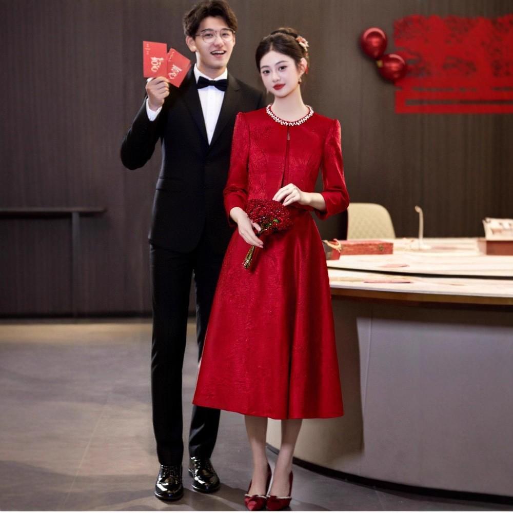 Back To the Door, Toast To the Bride, Engagement Banquet, Slim and Thin, High-end Chinese Wedding Dress, Small Casual Dress