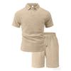 Mens Casual Sports Jacquard Short Sleeve Polo Shirt And Shorts Set