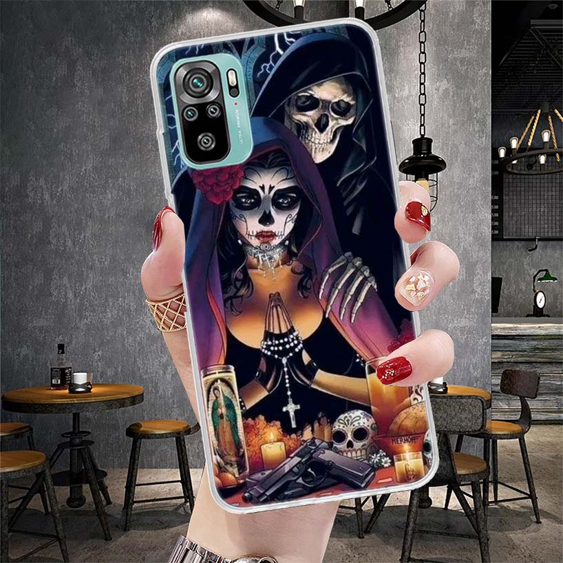 Catrina Beautiful Rose Girl Skull Soft Phone Case For Xiaomi Redmi Note 15 14 14S 13 12 Pro Plus 12S 11 11S 11E 10 10S 11T 5G Fu