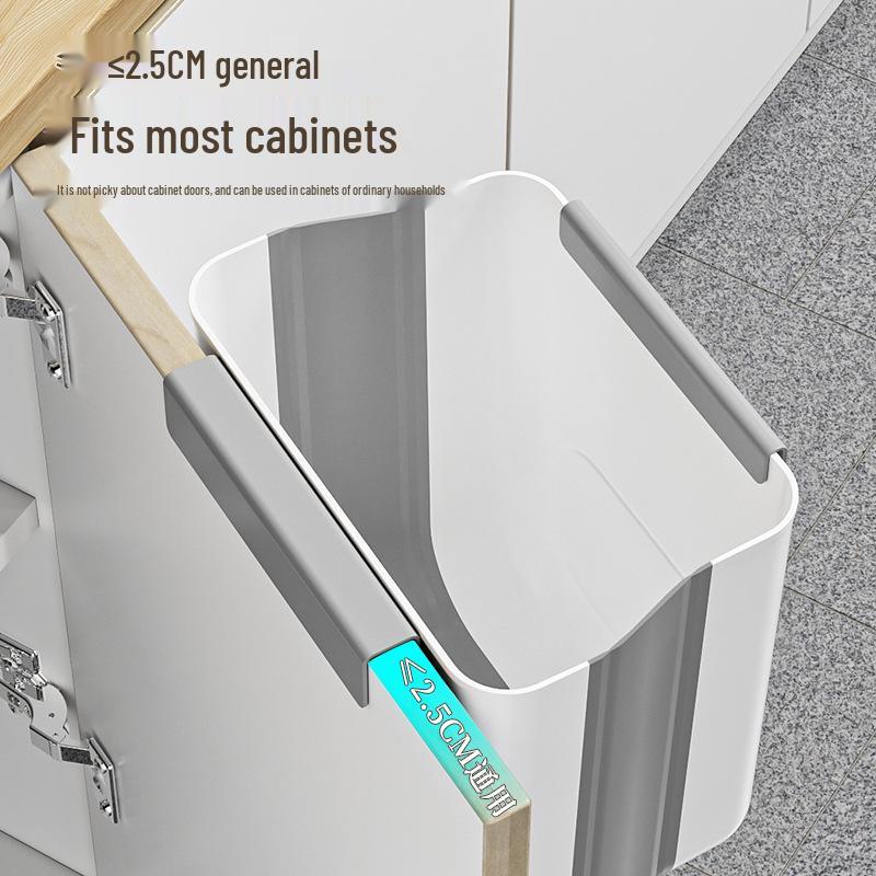 Foldable Kitchen Wall-Mounted Trash Can: Large Capacity, Punch-Free Waste Basket for Cabinet Doors