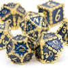 7 Pcs Blue Golden Fish Scale Metal Dice Solid Metal Polyhedral Dice Set Suitable for Role-Playing RPG  Board Game Card Game