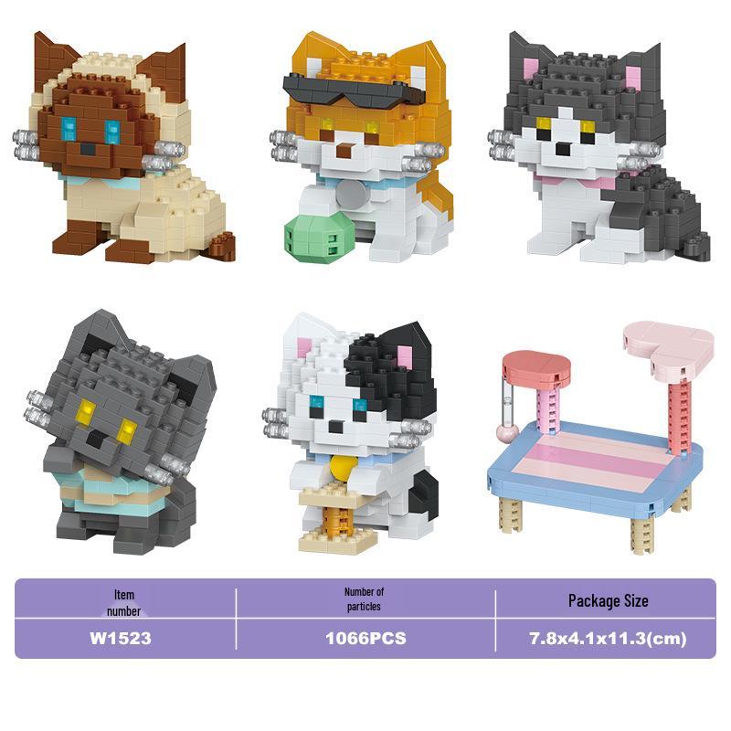 Lele Brothers Micro-Particle Building Blocks Orange Cat Model - Compatible with Lego Educational Toy for Kids