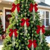 Red Color Christmas Tree Bows Gold Twist Ties Home Decor Bows Gift Wrap Bows  Wreath Garland