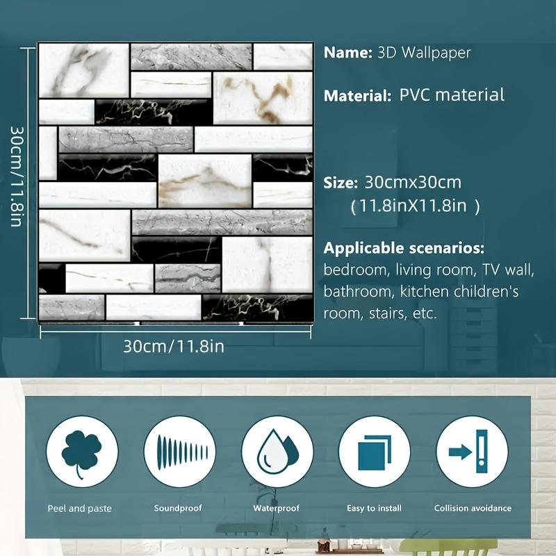 10/20pcs 3D Simulation Brick Pattern Wall Sticker Home Decor Self-Adhesive Wallpaper for Bedroom,Kitchen,Living Room Background