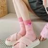 5 Pairs of New Female Spring and Summer Sweat Absorbing Color Collage Style Long Tube Stack Socks
