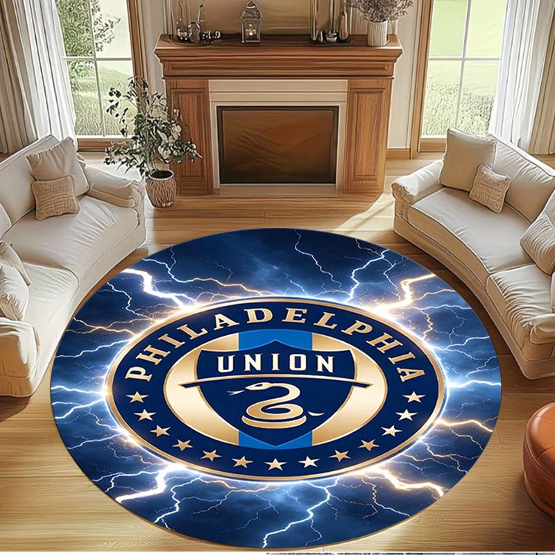Philips Sports Union Print Round Rug, Washable Floor Carpet, For Entryway Dorm Laundry Room Office Study, Home Decor Birthday Christmas Gift