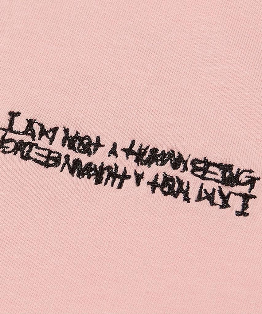 Aimnaseohyumeonbiing Embroidery Front Short Sleeve T-Shirt - Pink