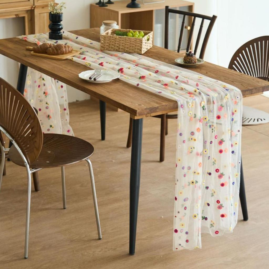 Imanqiyun Colorful Embroidered Floral Lace Tablecloth and Photography Backdrop.