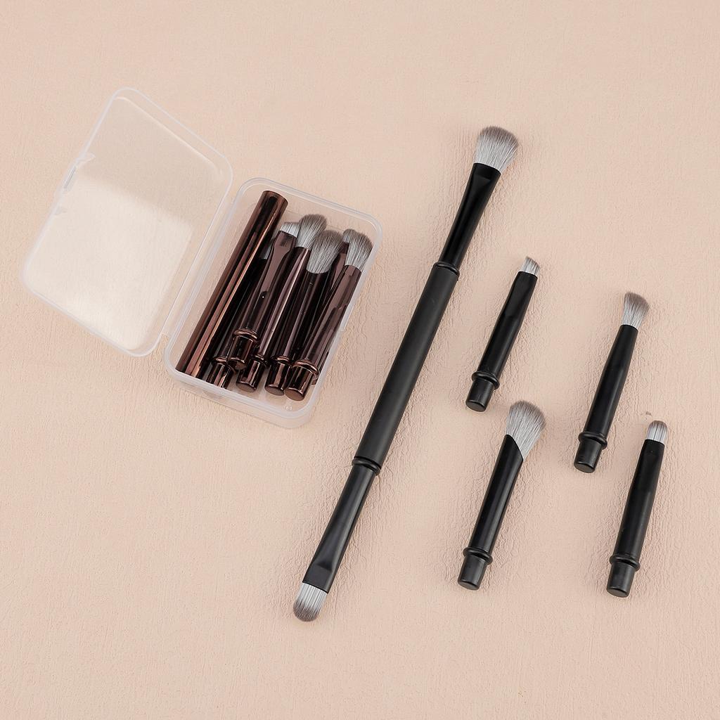 6 Convenient Mini Travel Makeup Brush Set Removable Replacement Brush Head, Nose Shadow Brush Concealer Brush Eyeshadow Brush