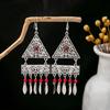 Bohemian Fringed Turquoise Earrings, Retro Minority Style Earrings, Personalized Temperament Earrings.
