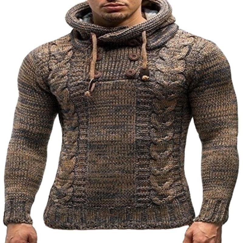 Men S Fitted Hooded Pullover Plus Size Knit Sweater