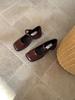 French retro square head Mary Jane shoes women's autumn 2025 new models with skirts gentle word with flat shoes