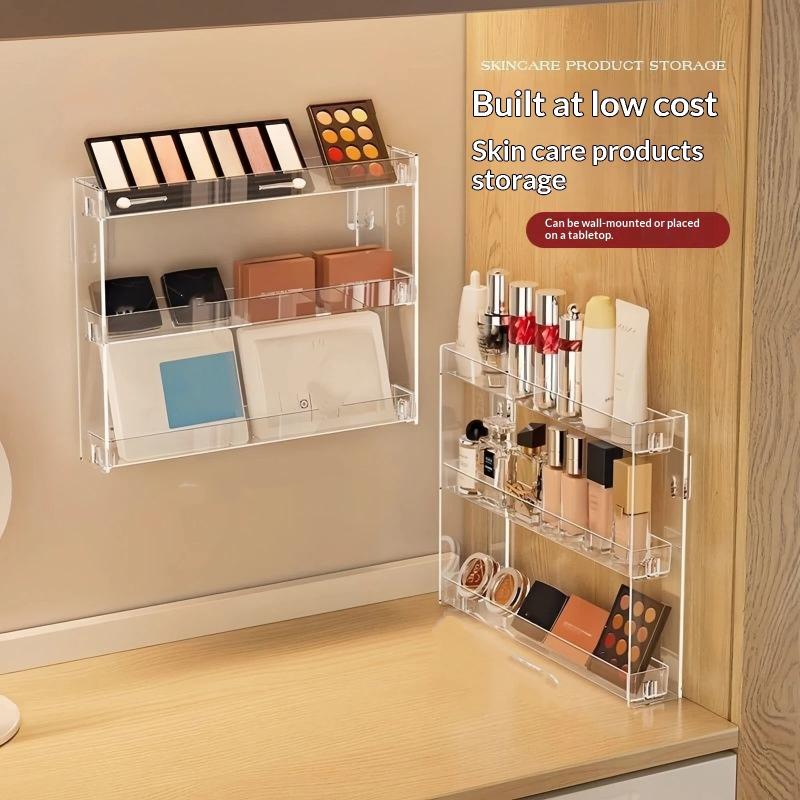 3/4/5/6-stöckiger klarer Make-up-Organizer zur Wandmontage & für die Arbeitsplatte Aufbewahrungshalter für Badezimmer Hautpflege Kosmetik